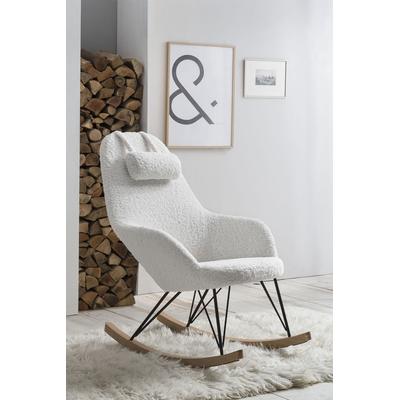 Schaukelsessel SALESFEVER "Komfortabler Schaukelstuhl zum Entspannen", weiß, B:67cm H:107cm T:105cm, 100% Polyester, Metall, Sessel, Schaukelsessel, Exklusiver Bezug in edler Teddyfell-Optik