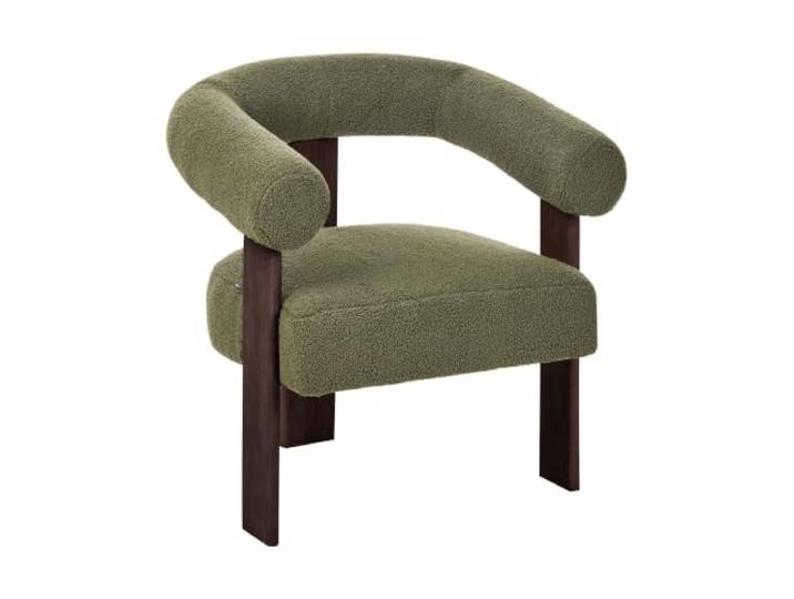 Beliani Sessel Bouclé olivgrün gepolstert mit Armlehnen dunkle Holzbeine modernes Retro Design Ilbro