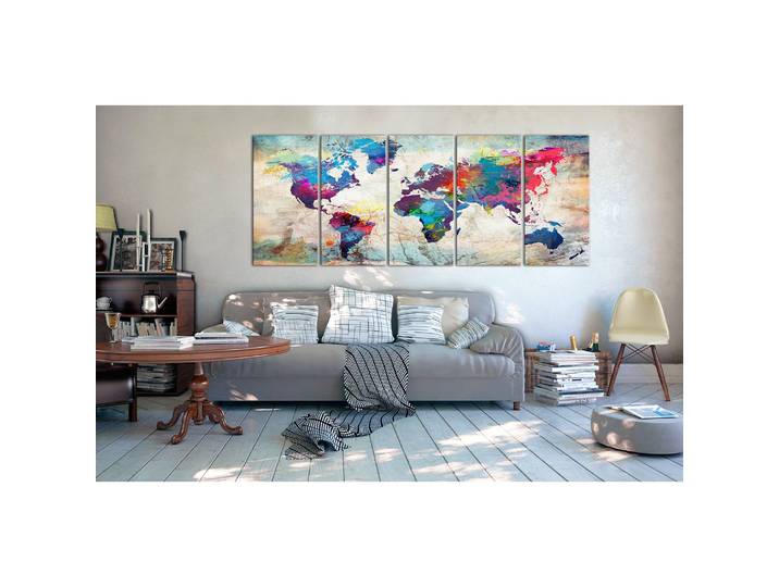 Tableau déco World Map: Cracked Wall Lin Multicolore 225 x 90cm