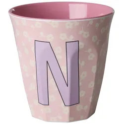 RICE Buchstaben-Becher mit Blumen Medium, N