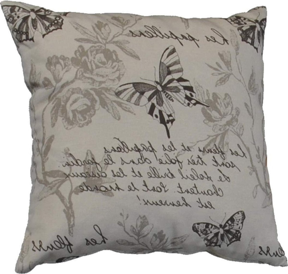 Beige Sofakussen met afneembare hoes en foam flakes vulling - 40 x 40 cm