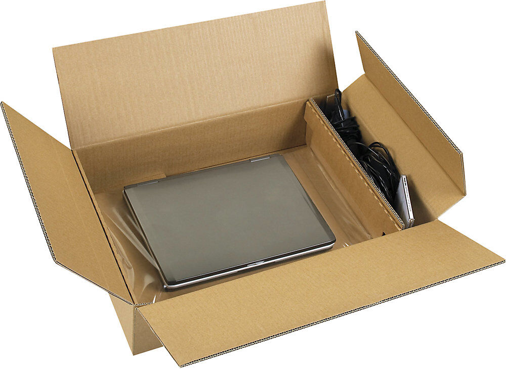 kaiserkraft Laptopverpackung FlexiSnap, VE 50 Stk, für 17''-Laptops, mit Zubehörfach