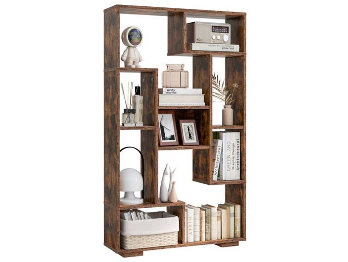GOPLUS Bibliothèque Salon 70x20x120CM-Plusieurs Etagères Bacs Cubes Ouvertes pour Salon/Bureau Charge 15+10KG Marron