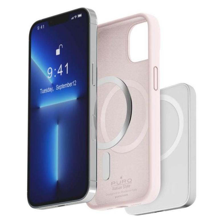 Puro ICON MAG mobile phone case (6.1") Cover Pink (Apple iPhone 13, Apple iPhone 14) (IPC1461ICONMAGROSE)