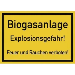Biogasanlage-Explosionsgefahr! Feuer und Rauchen verb., Kunststoff, 200x140 mm