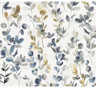 Candice Olson Joyful Eucalyptus Navy Wallpaper