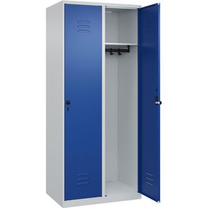 CP-Möbel Spind Classic PLUS, blau, 2 Abteile, mit Drehriegelschloss, 80 x 185 cm