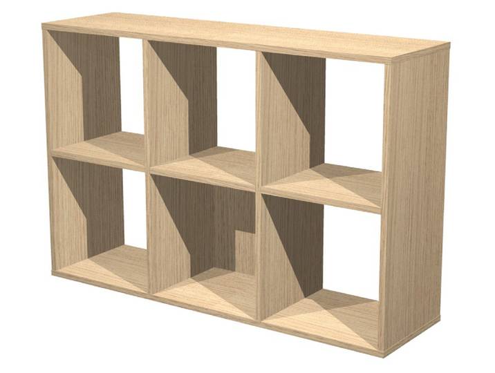 Module bibliothèque multicases - 6 cases - Chêne