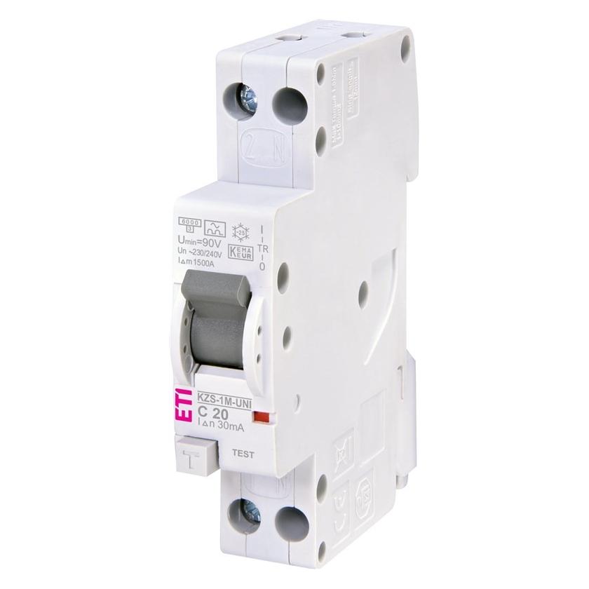 Eti Residual current relay KZS-1M-UNI, 2P, 20 A, 240 V, 30mA (002176035)