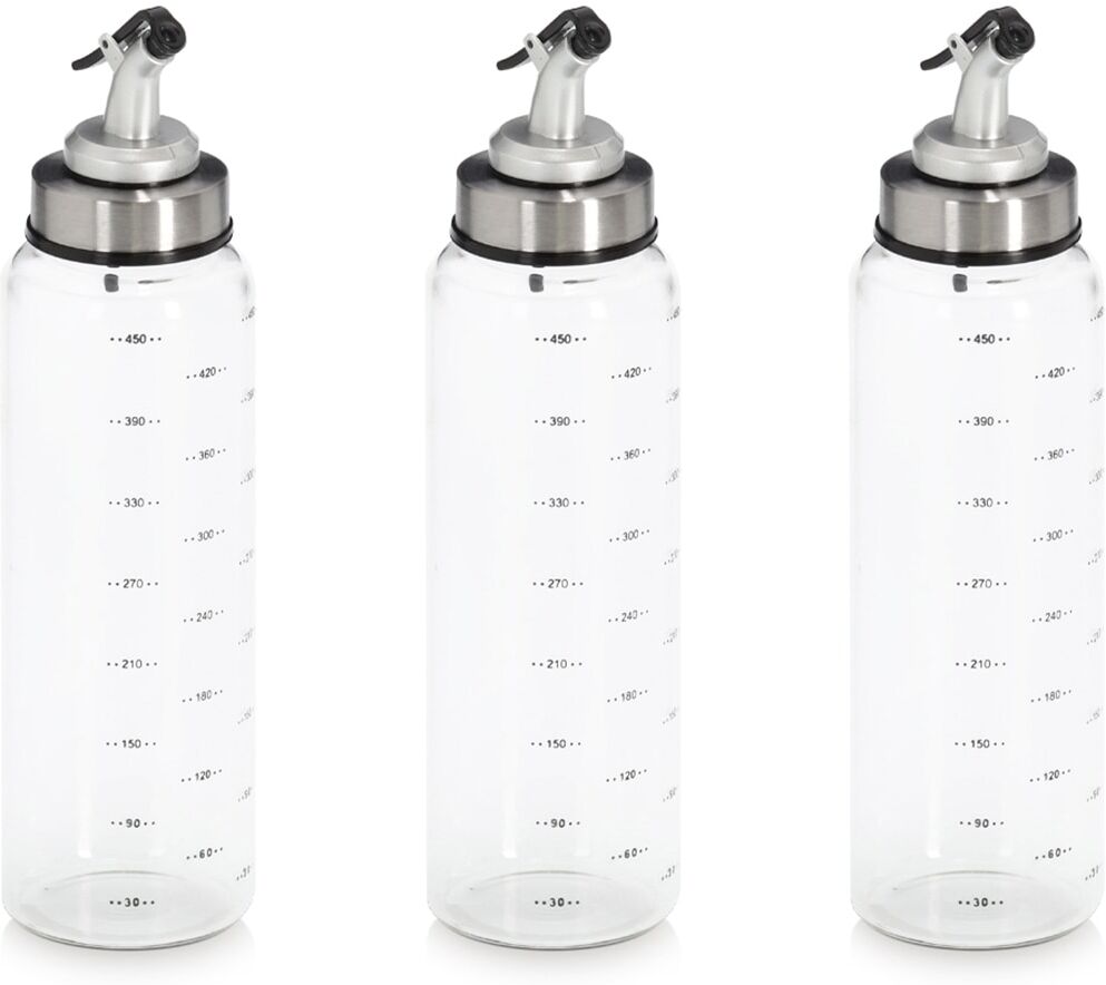Menage-Set ZELLER PRESENT "Essig-/Ölflasche, 3-tlg.", transparent, H:24,5cm Ø:6,5cm, Menage-Sets, Menage-Set, präziser Ausguss, 500 ml transparent Einheitsgröße