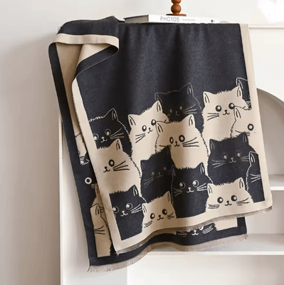 Inspire Essentials Cute Cat Jacquard Pashmina Cashmere Scarf For Women Winter Blanket Shawl 1