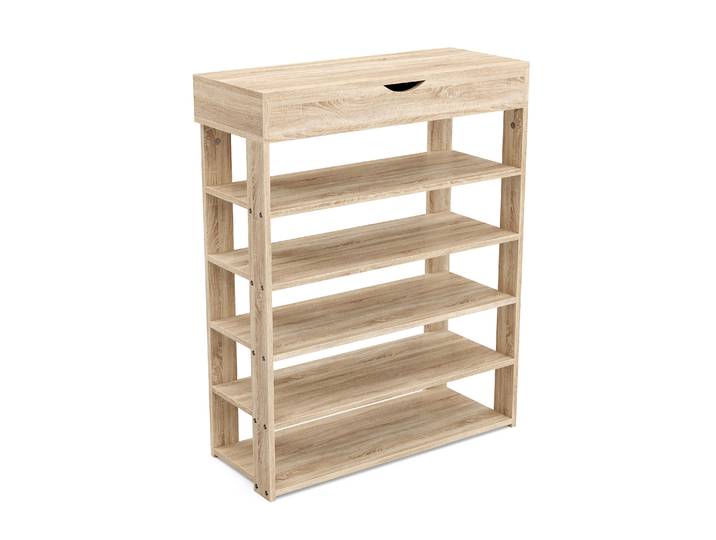 Schuhregal mit 5 Regalböden und Staufach braun