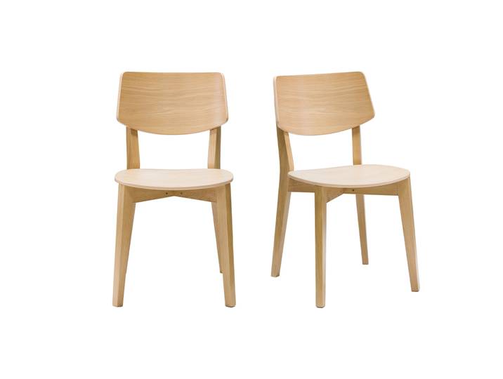 Chaises vintage en bois clair chêne (lot de 2) AVEA