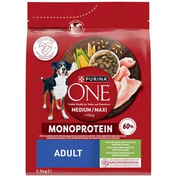 PURINA ONE Adult Medium/Maxi Trockenfutter für ausgewachsene Hunde mit hohem Truthahnanteil 2,5 kg