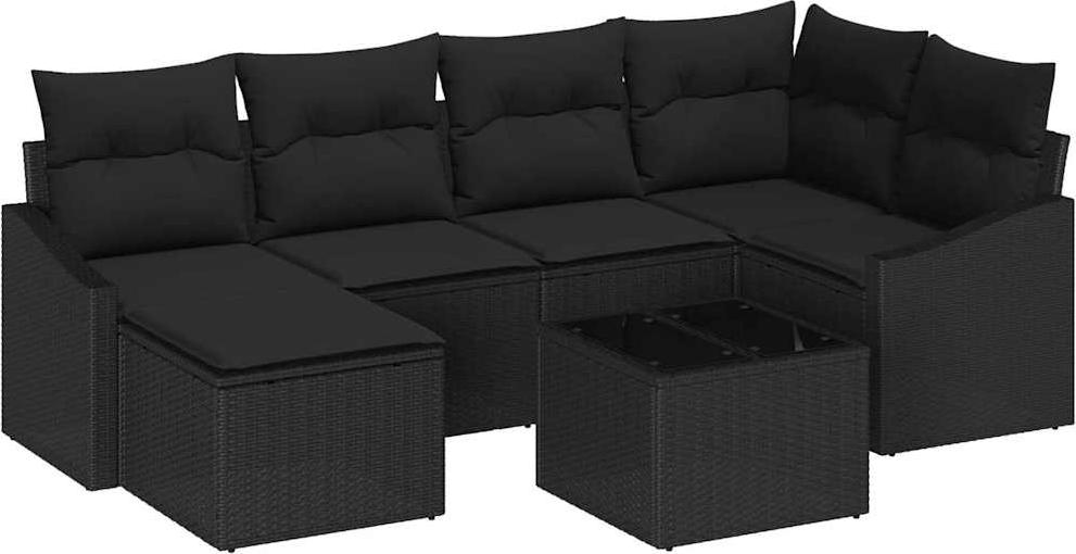 vidaXL Garten Essgruppe 7 stk. Schwarz
