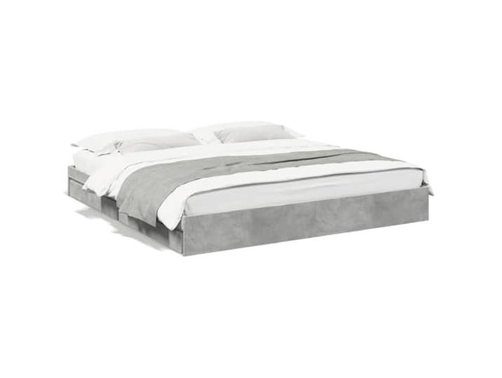 PUGYNBK Bett mit Schubladen, Holz, Technik, Grau, Beton, 180 x 200 cm Lattenrost im Lieferumfang enthalten, integrierte Lagerung, feuchtigkeitsbeständig, stabile Struktur