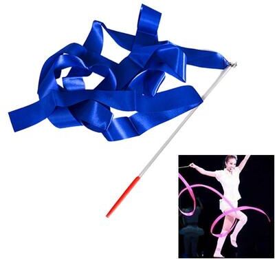 Snug & Styled Kids Artistic Gymnastics Ribbon Wand Set 4M Satin Dance Streamers For Ballet, Training & Play blue