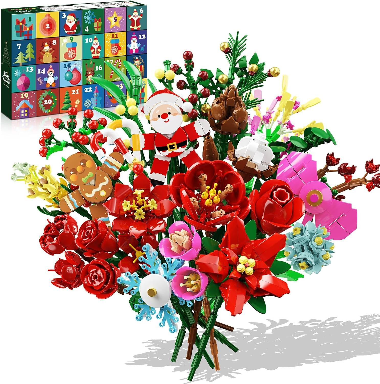 Creon Adventskalender 2026 met 24 Kerstbloemenboeket Bouwsets voor Volwassenen