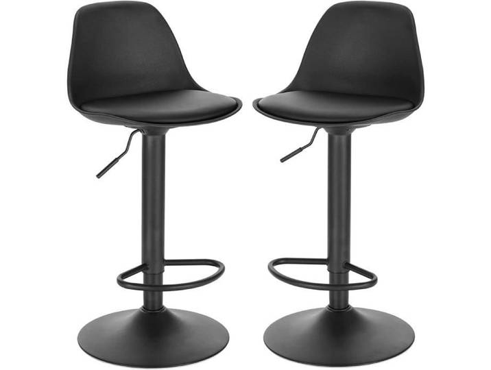 EUGAD Tabourets de Bar Lot de 2 pivotant Tabouret de Bar en Cuir synthétique réglable en Hauteur Noir