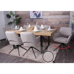 6er-Set Esszimmerstuhl MCW-N74, Küchenstuhl, drehbar Auto-Return, Stoff Bouclé (540g/m2) Öko-Tex ~ beige