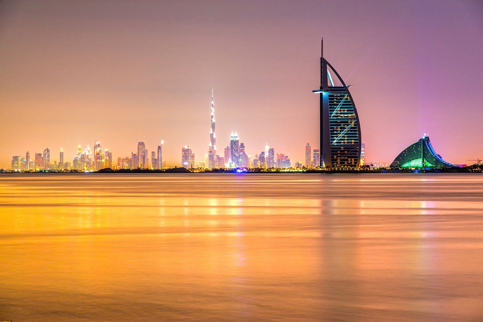 Fototapete PAPERMOON "DUBAI SKYLINE-EMIRAT BURJ AL ARAB", bunt, B:2,5m L:1,86m, Vlies, Tapeten, Fototapete bunt B/L: 2,5m x 1,86m, Bahnen: 5 Stk.