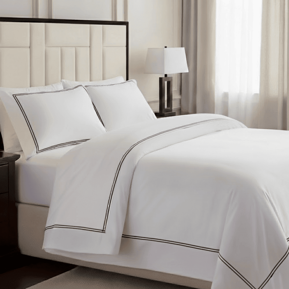 Meghan Black Embroidered Double Stitch Detail Duvet Set, King