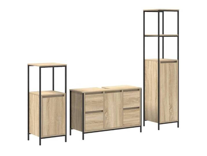 Ensemble de mobilier de salle de bain - - Style industriel - 3 pièces - Tiroirs et étagères
