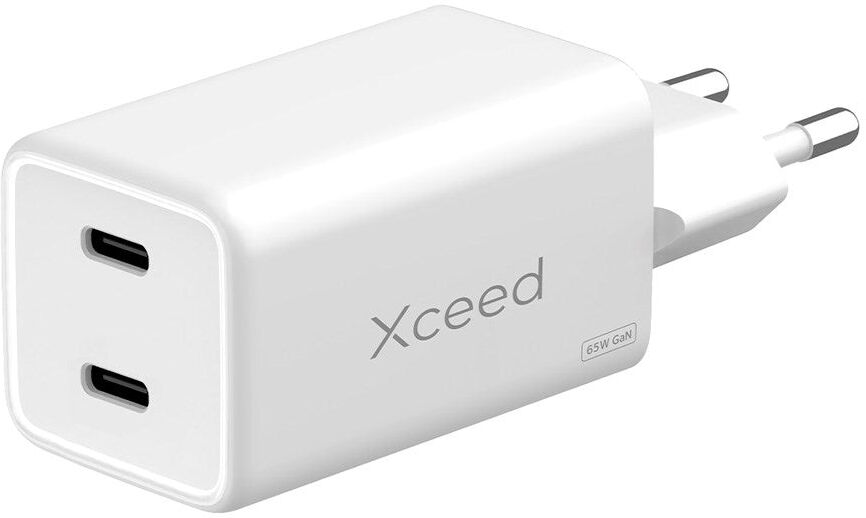 Xceed 65W GaN Multifunktionel Vægoplader - 2 x USB-C - Hvid