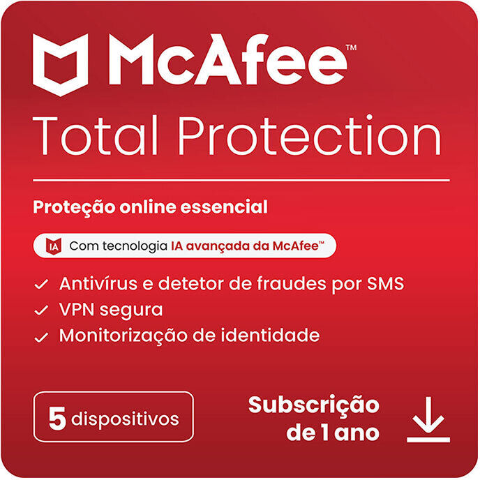 McAfee TOTAL PROTECTION 5D CHAVE DIGITAL