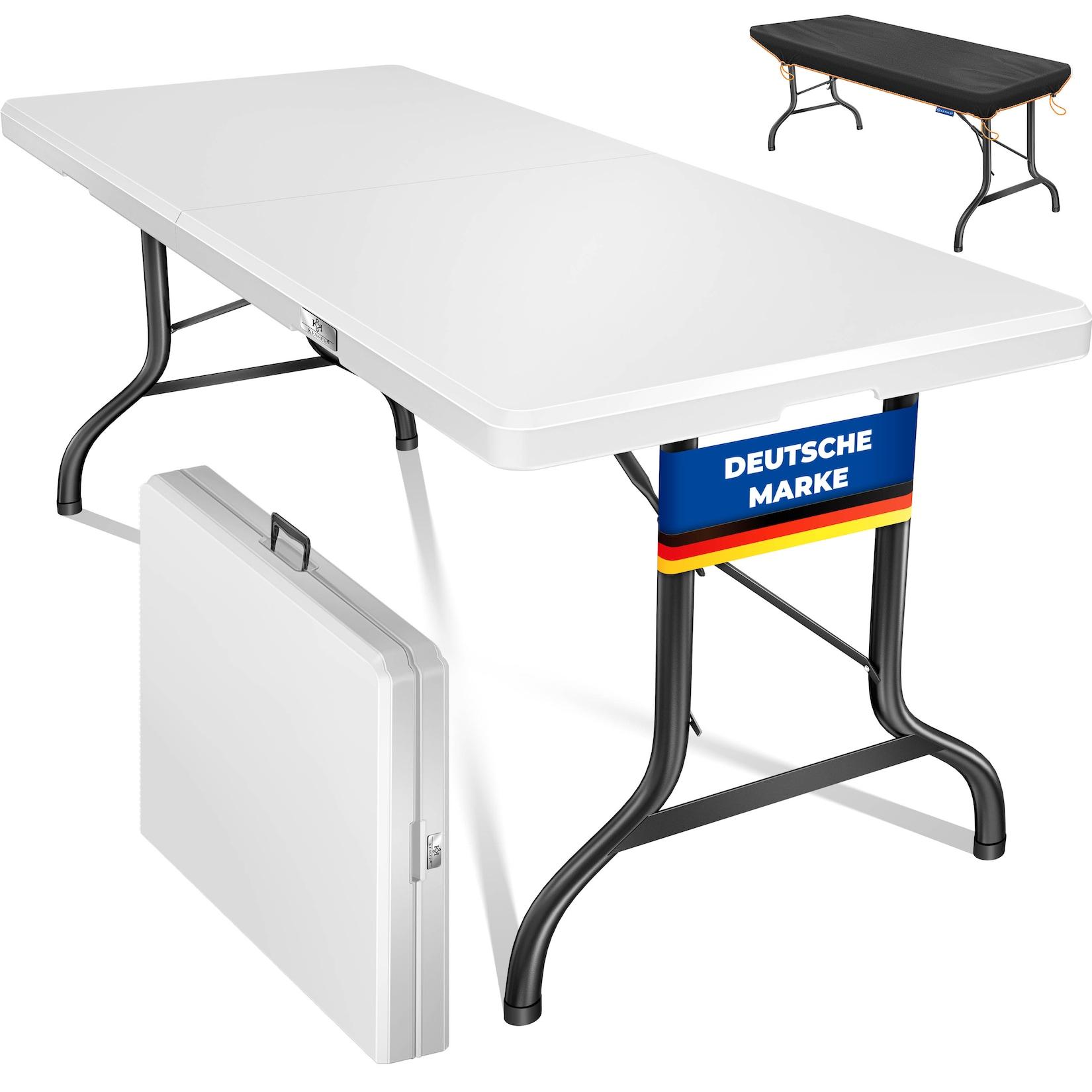 KESSER® Buffettisch Tisch klappbar Kunststoff 183x76 cm Campingtisch Partytisch Klapptisch Gartentisch für Garten, Terrasse und Balkon zusammenklappbar 8 Personen inkl. Tragegriff und Cover