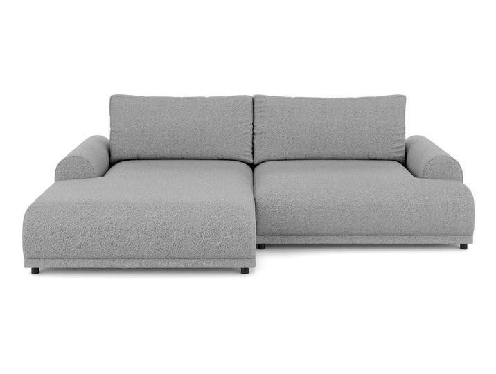 Ecksofa Lounge Schlaffunktion Bettkasten L-Couch Ecke Links Bouclé Grau / 21030