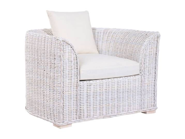 Fauteuil en rotin blanc 100x78x68 cm