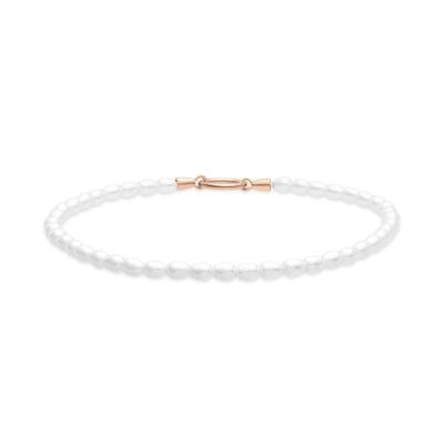 Fußkette TAMARIS "Pearl Charms", rosa (roségoldfarben, weiß), Fußketten, Damen, Edelstahl Perlen, Edelstahl, Perlen, mit Glasperle