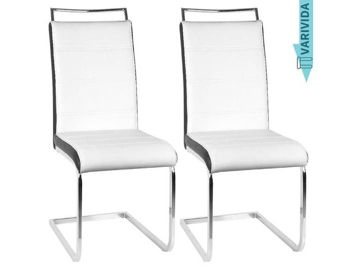 VARIVIDA 2PC Chaises de salle a manger pied intégrale (blanc+noir)