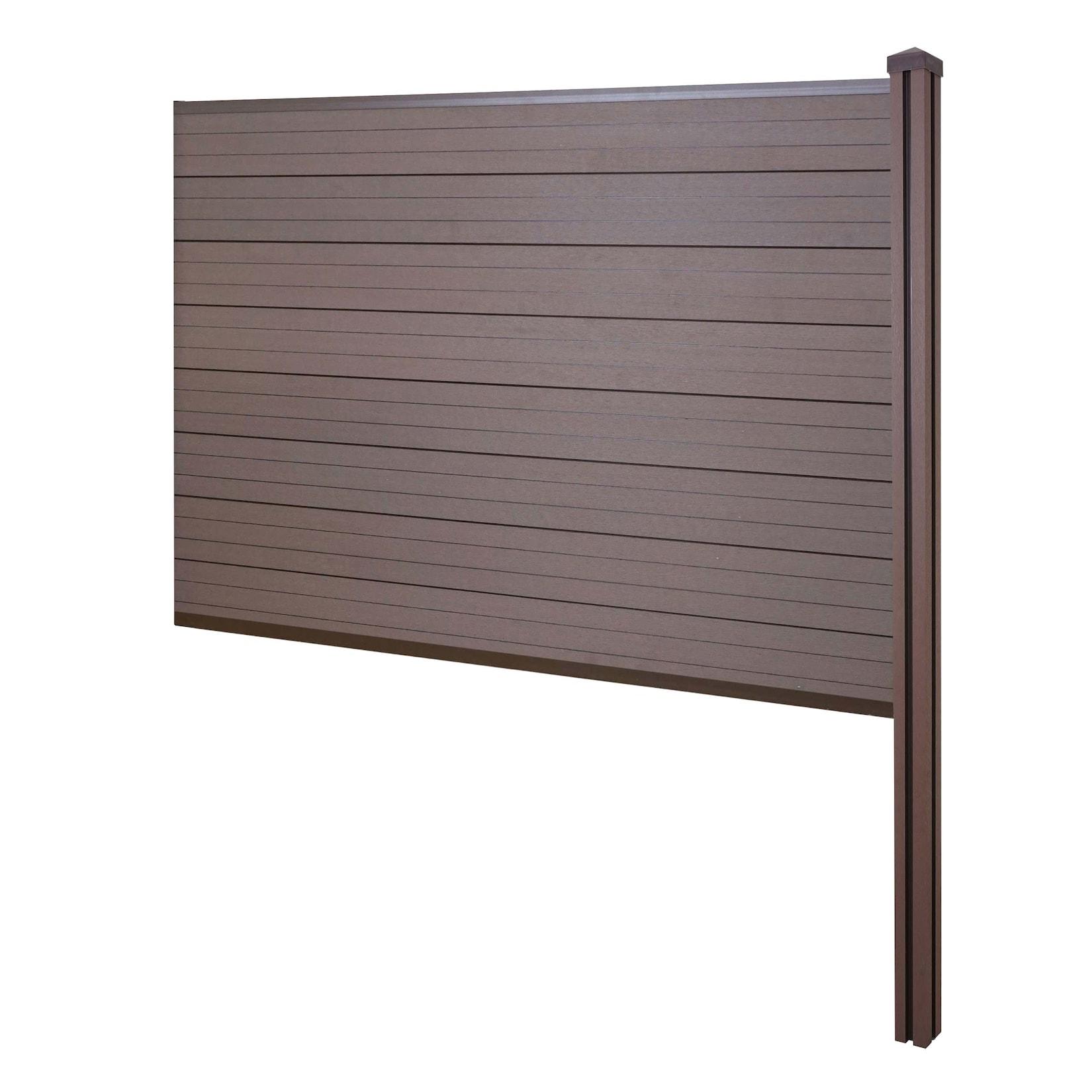 WPC-Sichtschutz Savoie, Zaun Windschutz, WPC-Pfosten zum Einbetonieren ~ Erweiterungselement, 188cm braun