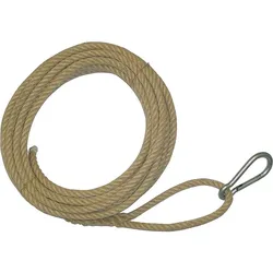 Bau-Aufzugseil, einerseits Öse mit Karabinerhaken, andererseits glattes Ende, Hanf 16 mm, Länge 15 m