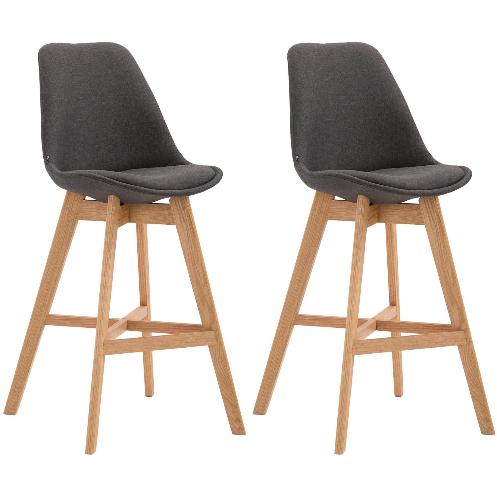 CLP 2er Set Barhocker Cannes Stoff natura Farbe: dunkelgrau, Gestell Farbe: natur