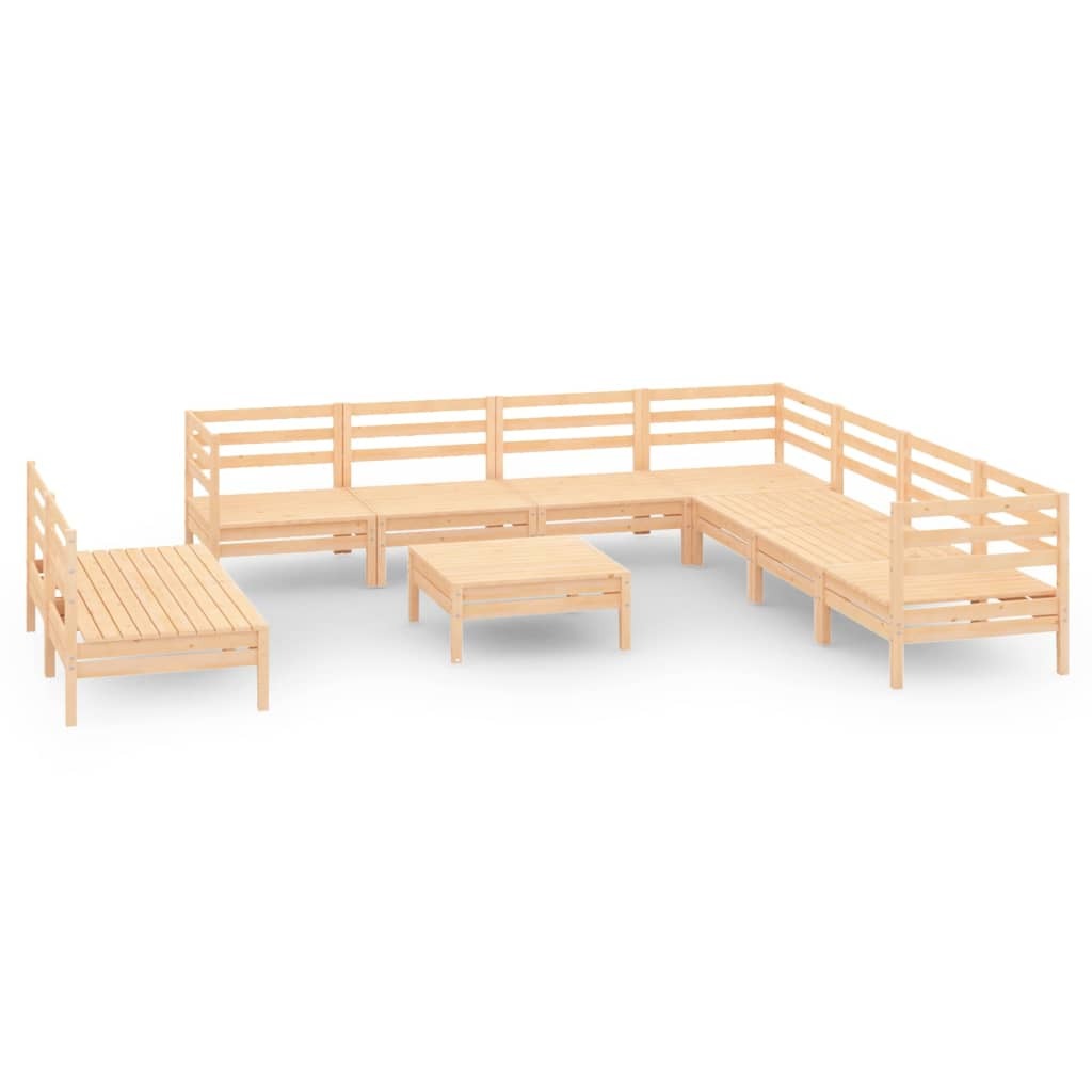 10-tlg. Garten-Lounge-Set Massivholz Kiefer