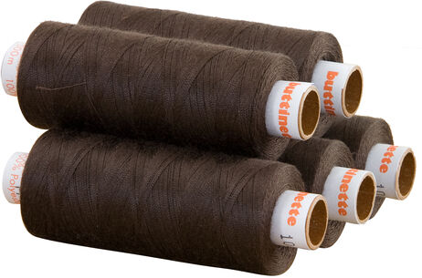 buttinette Universal-Nähgarn, Stärke: 100, 5er-Pack, dunkelbraun