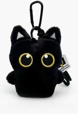 Perfect Picks Market Big Eyed Plush Kitten Keychain Cute Black Cat Backpack Charm little Black Cat