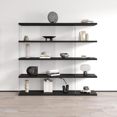 "Meble Furniture Gravity Large Freestanding Bookcase - 71"" Wide x 66"" Tall Modern Open Shelf Storage Unit, Matte Finish"