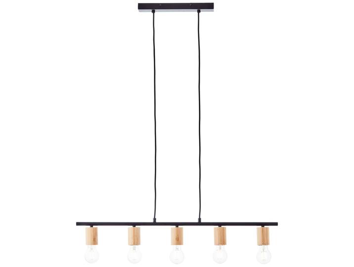 BRILLIANT Pendelleuchte Kerry , schwarz (schwarz, natur), 5, 1 Stk., Leuchten, 113 x 80 x 5 cm, 5 x E27, kürzbar, Metall/Bambus, schwarz/natur, Pendelleuchte