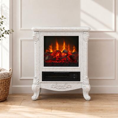 FESTIVO "18.9"" Freestanding GRC Electric Fireplace Stove Space Heater with Faux Log & Remote Control"