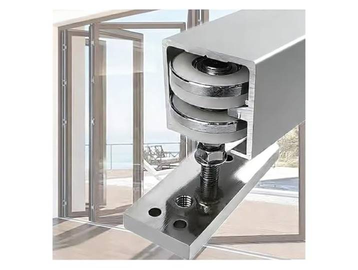 Hochleistungs Doppelfalttür Schienenset Mit Rollen Für Schränke Deckenmontage Falttürbeschläge Aus Aluminiumlegierung, Sanftes Gleitset Für Kleiderschrank Wandschrank(Style D)