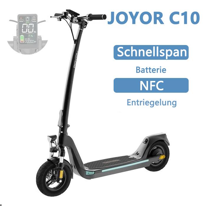 Elektroroller JOYOR C10 - 500W Motor 48V10.4AH Akku 50KM Reichweite Scheibenbremse - Schwarz