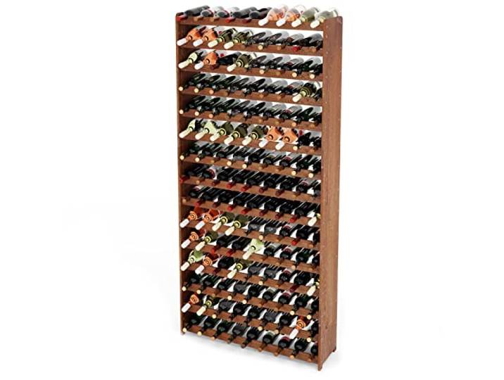 Lenmar Serie RW Weinregal aus Holz für Flaschen, Anthrazit, Braun, Natur, RW-3, 13-15 liegend, für 91-135 Flaschen, Weinregal, Flaschenregal (Braun, RW-3-135, 198x92x26,5, für 135