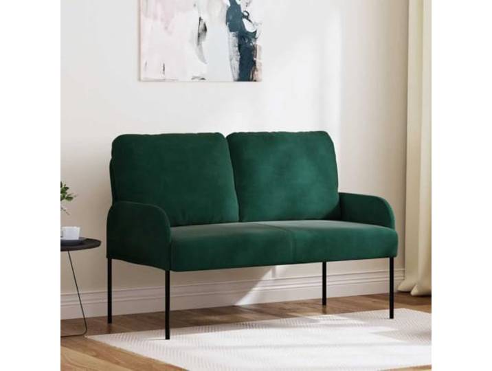 Xolmizyn Sofa 110cm Dunkelgrün, Sitzbank mit Metallbeinen & Kissen Aus Sperrholz, Ergonomisches Design, Einfache Montage, Für Wohnzimmer