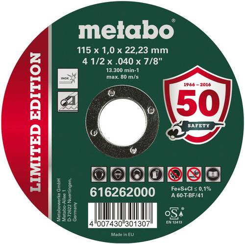 Metabo 616262000 Trennscheibe gerade 115mm 100 St. rostfreier Stahl