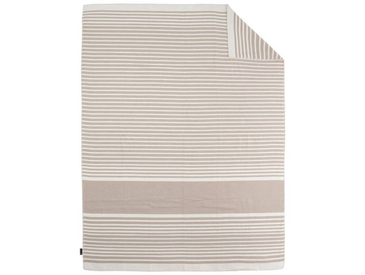 Ibena Decke, Naturfarben, Weiss, Textil, Streifen, 150x200 cm, Kettelrand, pflegeleicht, atmungsaktiv, Heimtextilien, Wohntextilien, Decken, Kuscheldecke