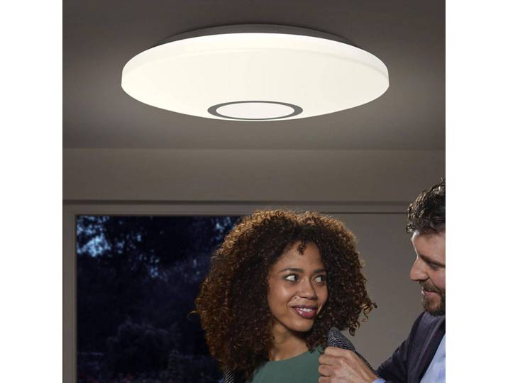 LEDVANCE Deckenleuchte mit Bewegungsmelder Orbis Sensor, weiß / opal, für Flurbereich, Kunststoff, Modern